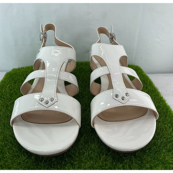Alaruba Womens Faux Leather White Sandals With Adjustable Ankle Strap Size 8.5 M - Picture 5 of 8